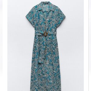 Zara Prnted Shirt Dress Size M